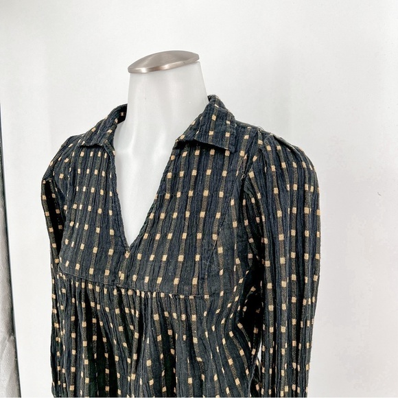 Cecilie Copenhagen black top with cream colored squares - Picture 2 of 5